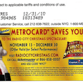 Radio City Christmas Spectacular 2009 Metrocard